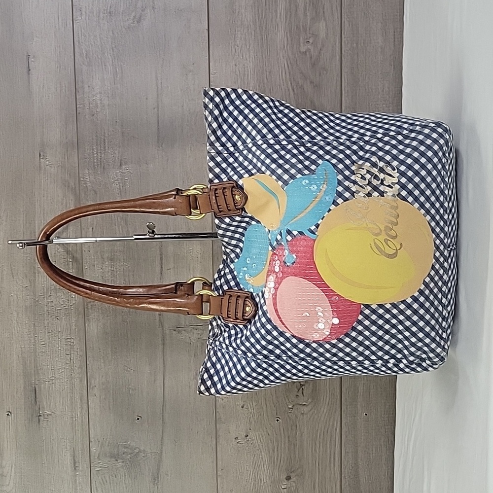 Juicy Couture Blue and White Gingham Tote Bag